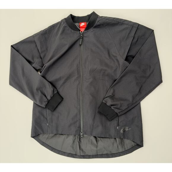 Nike Jacket Mens Small Black Full Zip Bomber Windbreaker Lightweight Swoosh Logo - Picture 1 of 4